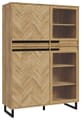 Highboard Vitrine SOLLETICO Optik: Bartex-Eiche mit Fischgrät-Design
