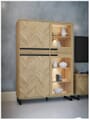 Highboard Vitrine SOLLETICO Optik: Bartex-Eiche mit Fischgrät-Design