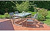 Gartentisch AVA 160 x 90 cm mit Glasplatte im Slat-Look Gestell Alu