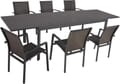 Garten Tischgruppe NEREA 7-tlg. Ausziehtisch und 6 × Stapelstuhl ELENA