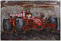Wandbild Wanddekoration 3D Metallbild Rennwagen 120 x 80 cm