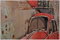 Wandbild Wanddekoration 3D Metallbild roter Käfer Gepäck 120 x 80 cm