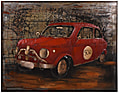 Wandbild Wanddekoration 3D Metallbild rotes Auto 100 x 80 cm