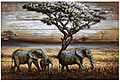 Wandbild Wanddekoration 3D Metallbild Elefanten 120 x 80 cm