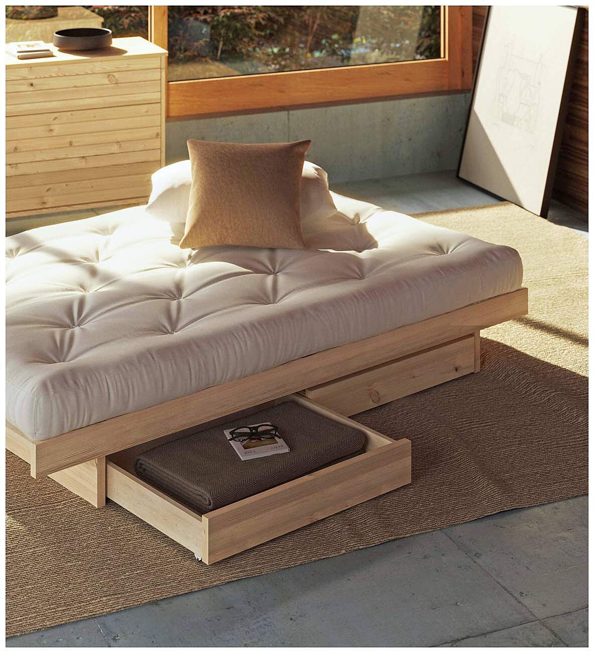 Futonbett KANSO mit Schubladen Massivholzbett in 3 Größen, von Karup