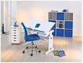 Kinderschreibtisch BARU mit Rollcontainer SIMON und Stuhl Bonnie blau