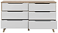 Schubladenkommode VANKKA mit 6 Schubladen Plankeneiche / Weiß, Forte