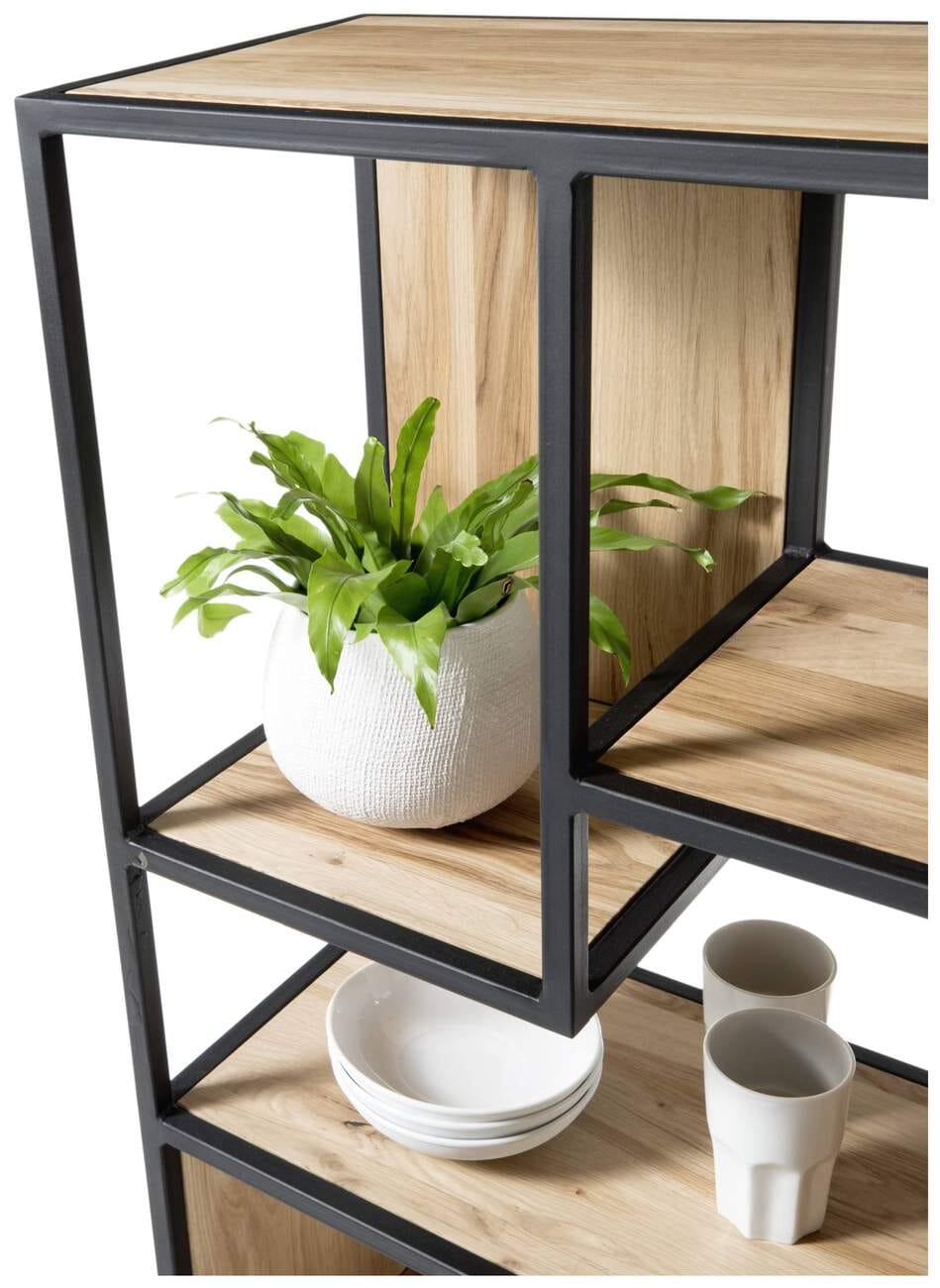 Regal CARLOS Eiche massiv geölt Metall Schwarz