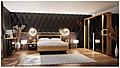 Schlafzimmer TULUZA mit 160er Bett Optik Schwarz / Catania Eiche Forte