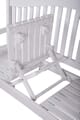 Gartenbank mit hochklappbarem Tisch aus 100% Eukalyptus white washed