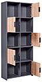Bücherregal PEPETO 5T Regal mit 5 Türen Optik: Grau / Artisan Eiche