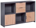 Regal Kommode PEPETO 2 Türen 2 Schubladen Optik: Grau / Artisan Eiche