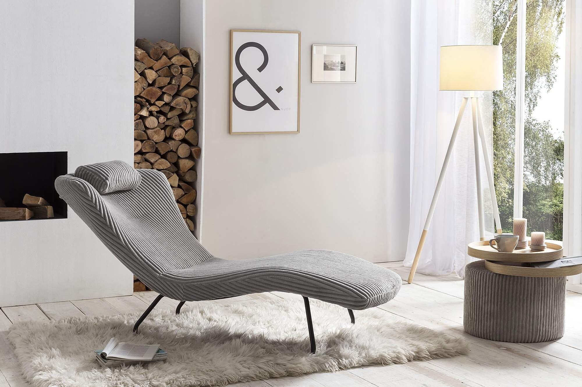 salesfever relaxliege liege mit texturstoff in hellgrau