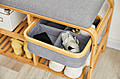 Schuhschrank Garderobenbank Bambus 1 Schubfach und Sitzpolster