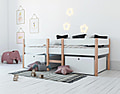 Hochbett für Kinder mit 2 Schubladen und Leiter weiß 90 x 200 cm