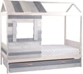 Kinderbett Hausbett weiß grau 90 x 200 mit Lattenrost