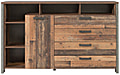 Kommode Sideboard CLIF 1 Tür 4 Schubladen Old Wood Optik, von Forte