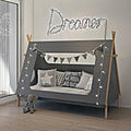 Kinderbett Bett in angesagter Tipiform Grau 90 x 200 cm mit Lattenrost