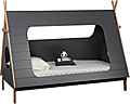 Kinderbett Bett in angesagter Tipiform Grau 90 x 200 cm mit Lattenrost