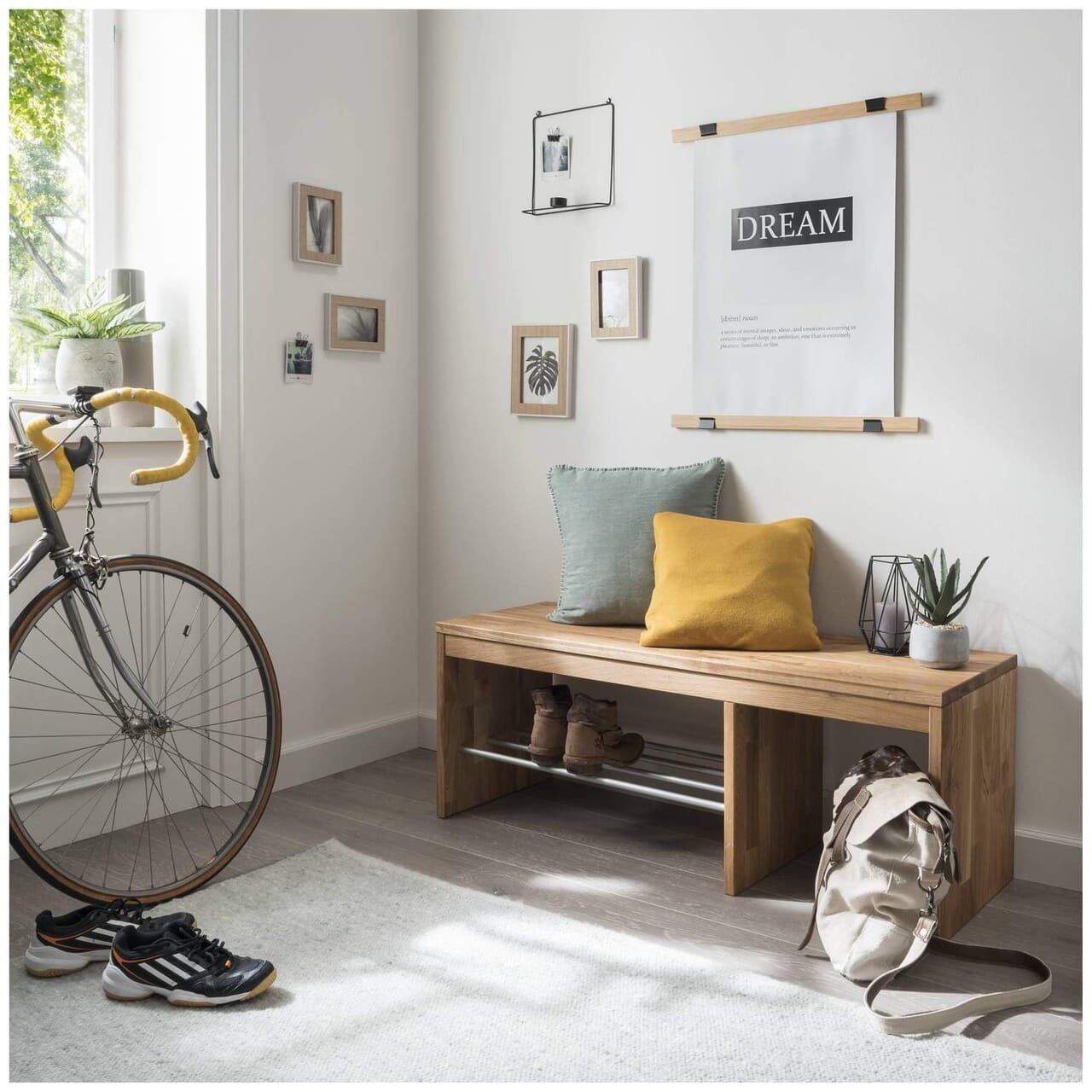 Garderobenbank Sitzbank KIRSA 120 cm Kernbuche massiv