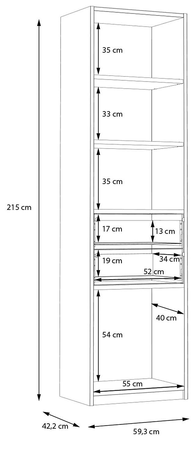 Kato D Bücherregal mit 6 Regalen 2 Seiten 4 lange Streifen Zement - 006591