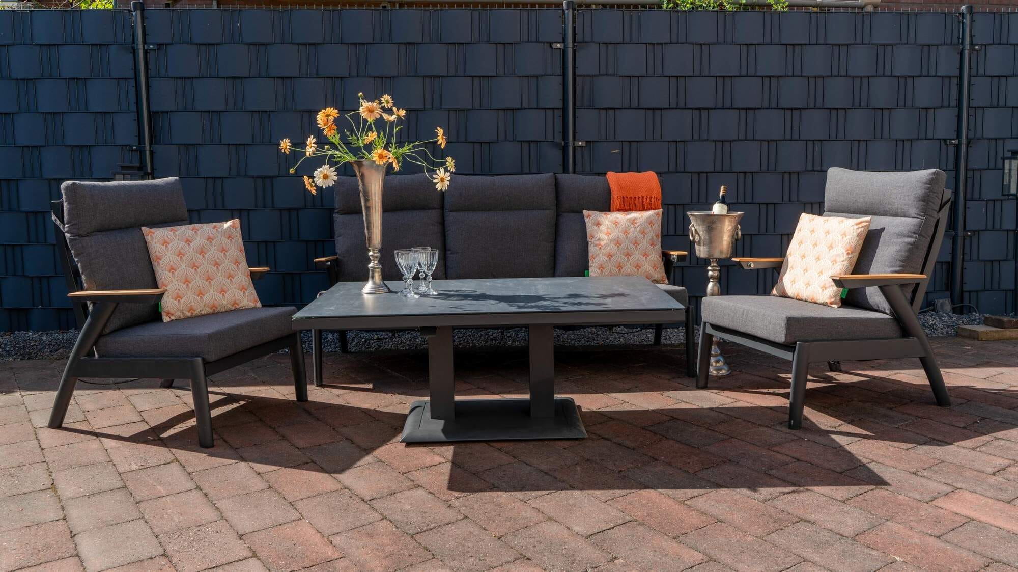 Höhenverstellbarer Gartentisch MONTE CARLO NEGRO 2.0 140 x 80 cm