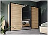 Kleiderschrank HIGH ROCK 3 Schwebetüren Riviera Eiche Optik / Schwarz