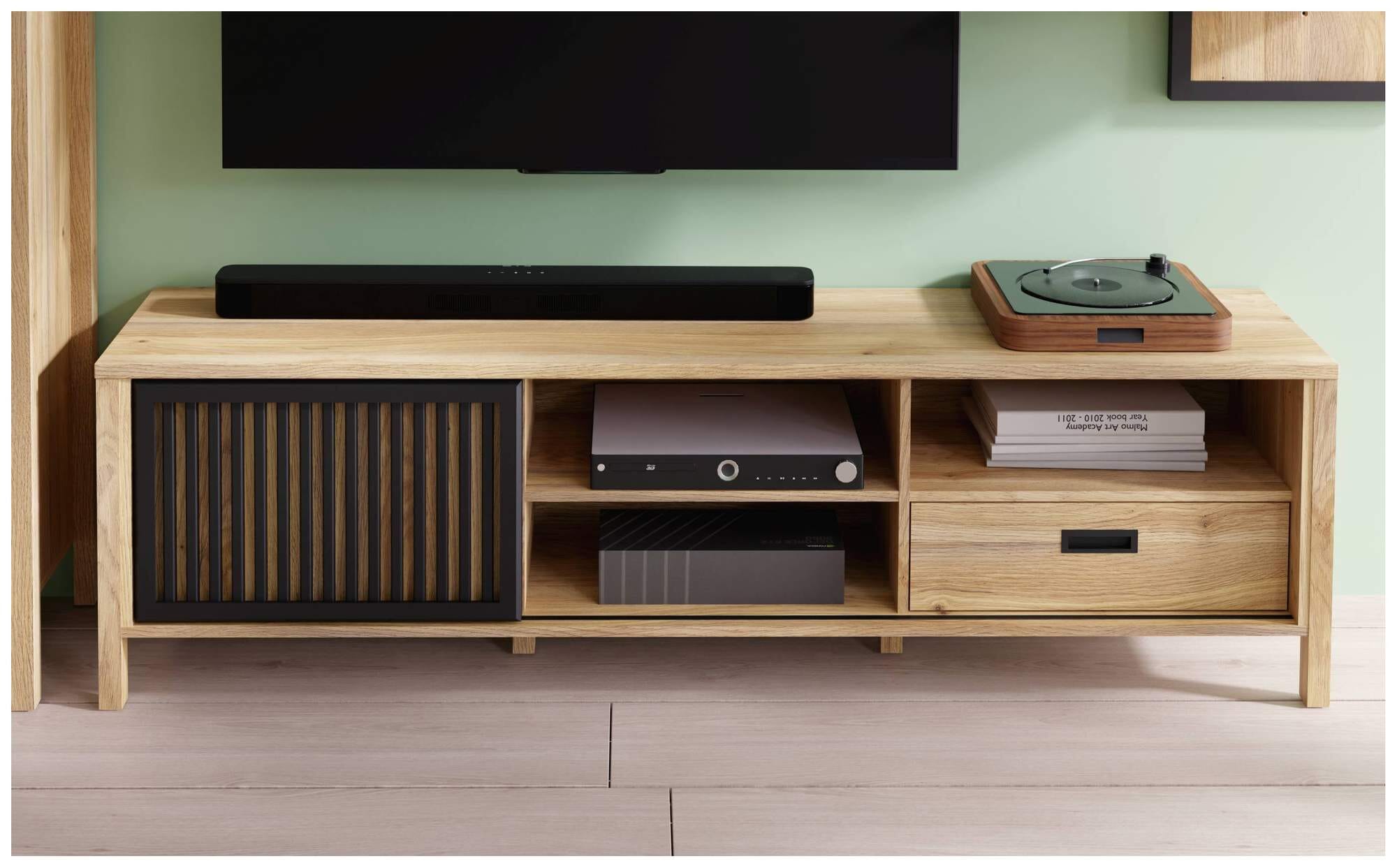 Forte JYTANA Garderobe 130cm - Skandinavisches Design Mit Spiegel & Kleiderstange