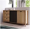 Sideboard JYTANA 3 Schubladen 2 Türen in Mauvella Eiche Optik /Schwarz