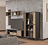 Wohnwand JOAKIMIS Wohnzimmer 3-tlg in Schwarz und Mauvella Eiche Optik
