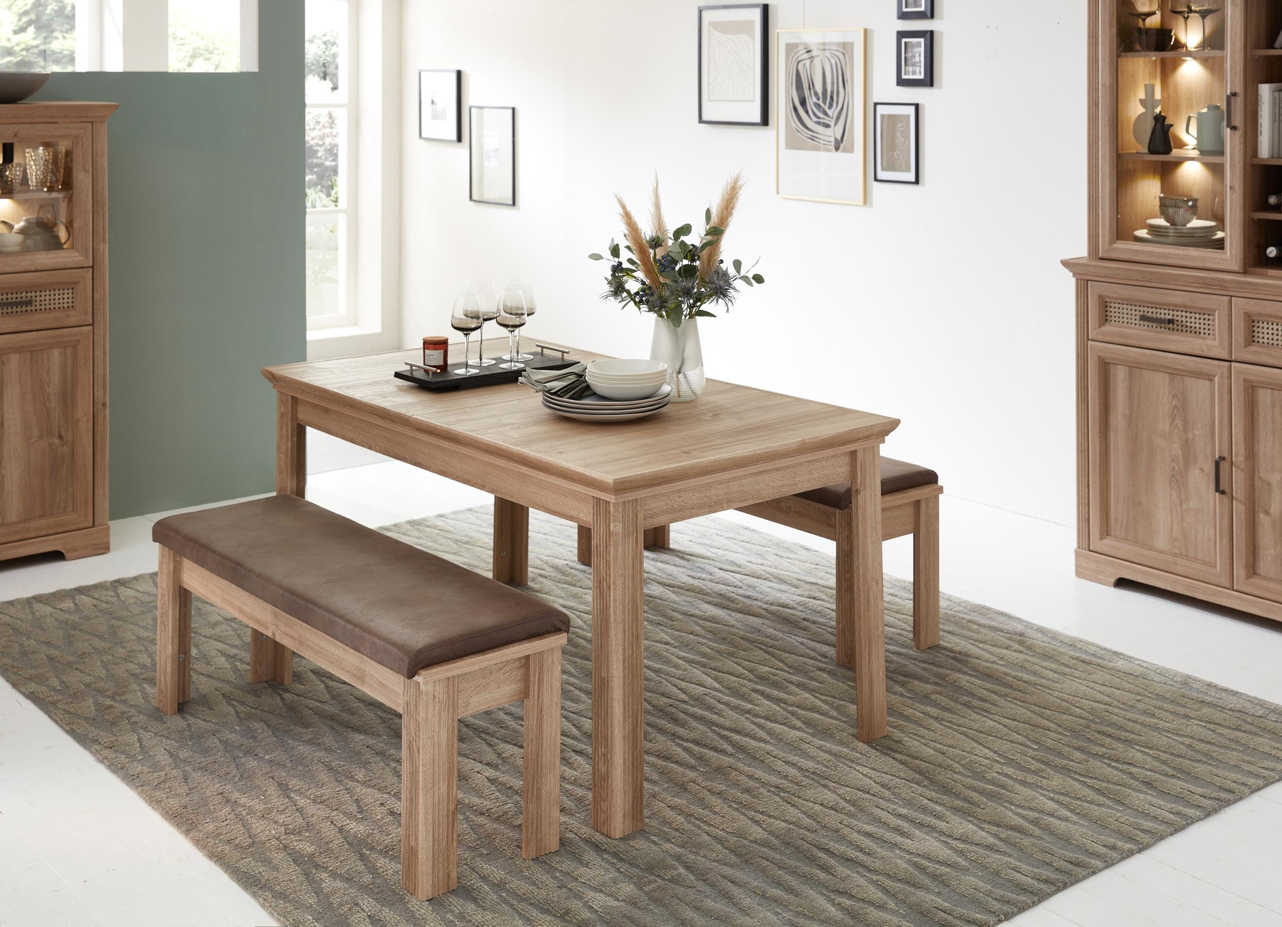 Esstisch VIENNA 160 x 90 cm ausziehbar auf 220 cm - Eiche Nachbildung