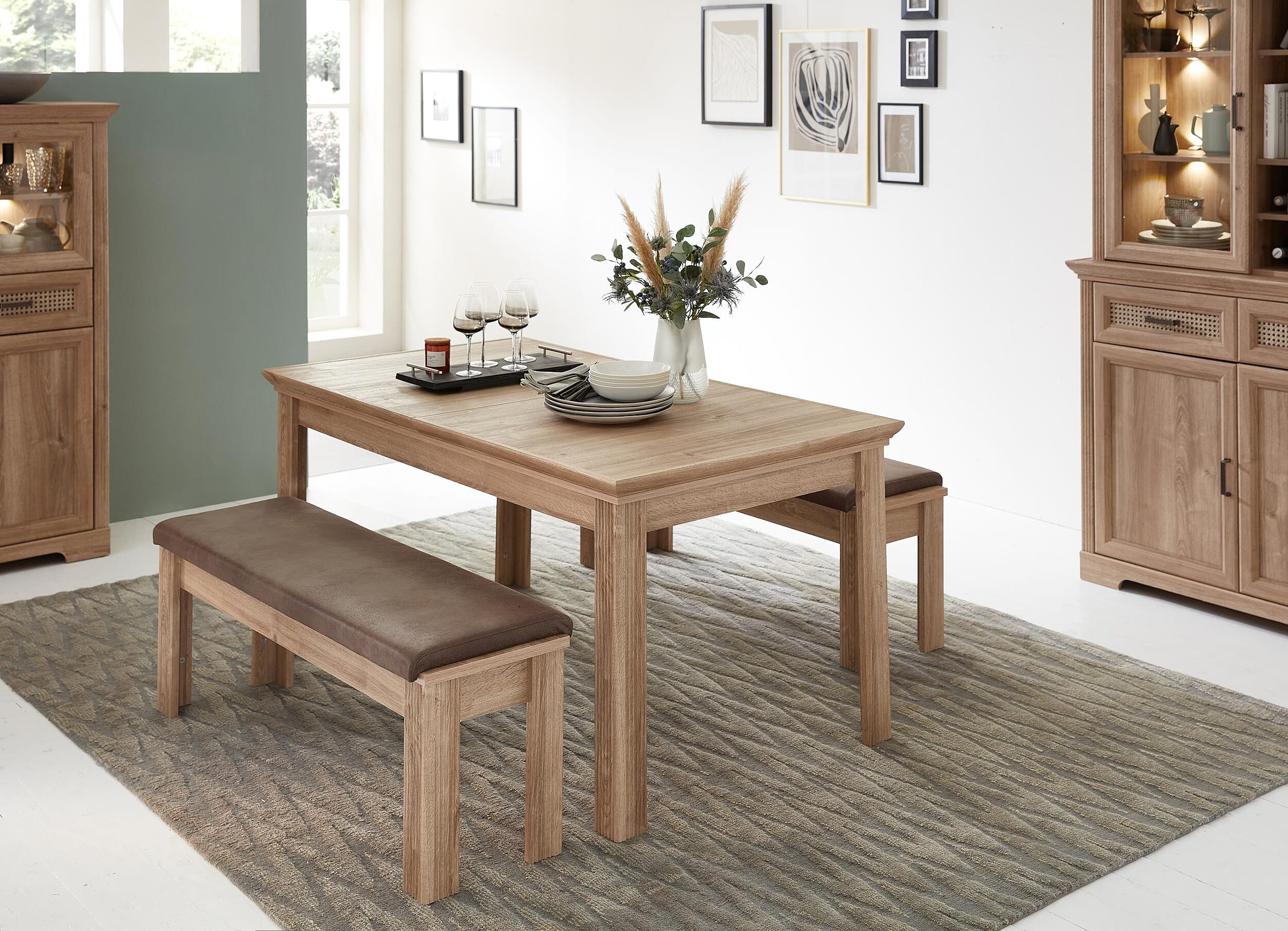 Esstisch VIENNA 160 x 90 cm ausziehbar auf 220 cm - Eiche Nachbildung