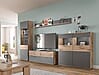 Wohnwand MASON W01 4-teilig - Nox Eiche und Basalt grau