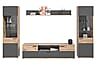 Wohnwand MASON W02 4-teilig - Nox Eiche und Basalt grau