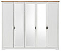 Kleiderschrank JASMIN 5 Türen mit Spiegel Pinie weiß Nachbildung
