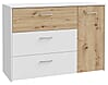 Sideboard CULGOA Kommode 3 Schubladen und 1 Tür, Artisan Eiche / Weiß