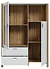 Highboard Vitrine SAITAMA mit 2 Türen in Secret Grey / Mauvella Eiche
