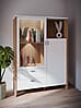 Highboard Vitrine SAITAMA mit 2 Türen in Secret Grey / Mauvella Eiche