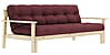 Schlafsofa UNWIND Polster Bordeaux rot Sofagestell Kiefer massiv