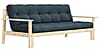 Schlafsofa UNWIND Polster Petrol Blue Sofagestell Kiefer massiv