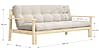 Schlafsofa UNWIND Sofa mit ausziehbarem Sitz Kiefer massiv lackiert 