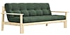 Schlafsofa UNWIND Polster Olive green Sofagestell Kiefer massiv
