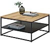 Wohnzimmertisch TILDA 75 x 75 Platte Eiche geölt Metallgestell mit Ablage