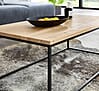 Couchtisch THOR 110 x 60 cm Platte Eiche geölt Metallgestell schwarz Detail Ecke Couchtisch THOR 110 x 60 cm Platte Eiche geölt Metallgestell schwarz Detail Ecke