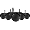 Bürostuhlrollen 5er Set Schwarz 50mm Weichboden 11mm Stift