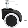 Bürostuhlrollen Set 5er Hartboden 11mm Stift 50mm Weiß Premium