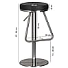 Barhocker WL1.291 Schwarz Edelstahl höhenverstellbar 54-79cm Rückenlehne 360° drehbar