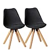 Esszimmerstuhl Set LIMA 2er Kunstleder gepolstert Schwarz Skandinavisch Retro