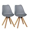 Esszimmerstuhl Set LIMA 2er Kunstleder gepolstert Grau Skandinavisch Retro