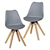Esszimmerstuhl Set LIMA 2er Kunstleder gepolstert Grau Skandinavisch Retro